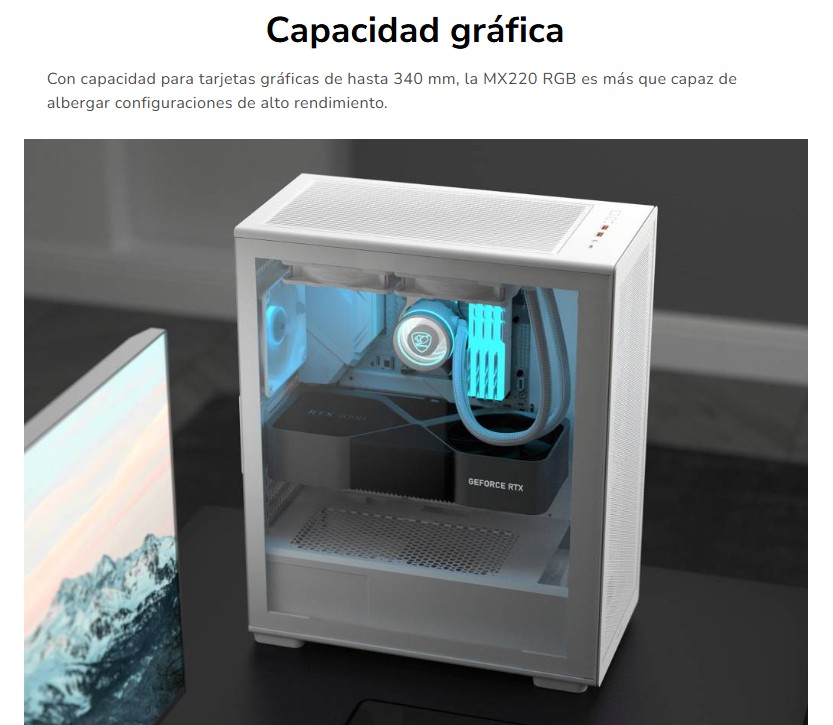 Case Cougar Gamer MX220 RGB vidrio templado Mid-Tower no incluye fuente de poder blanco 382AC80.0002