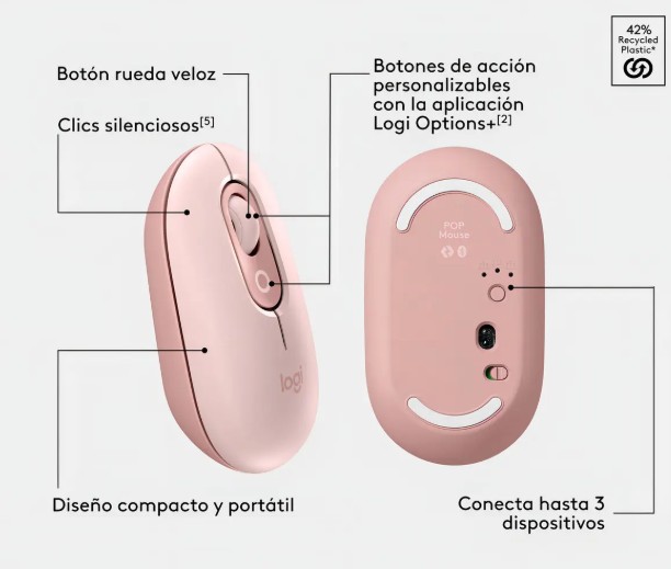 TECLADO + MOUSE LOGITECH POP ICON INALAMBRICO ROSE 920-013053