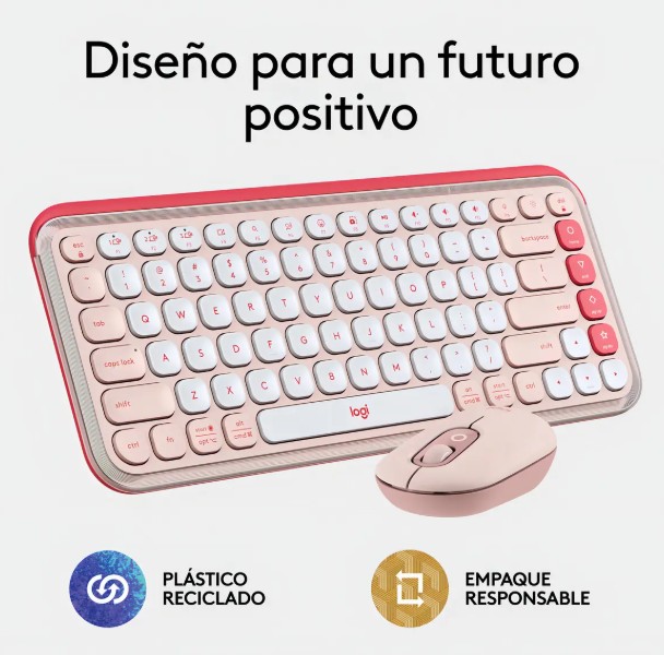 TECLADO + MOUSE LOGITECH POP ICON INALAMBRICO ROSE 920-013053