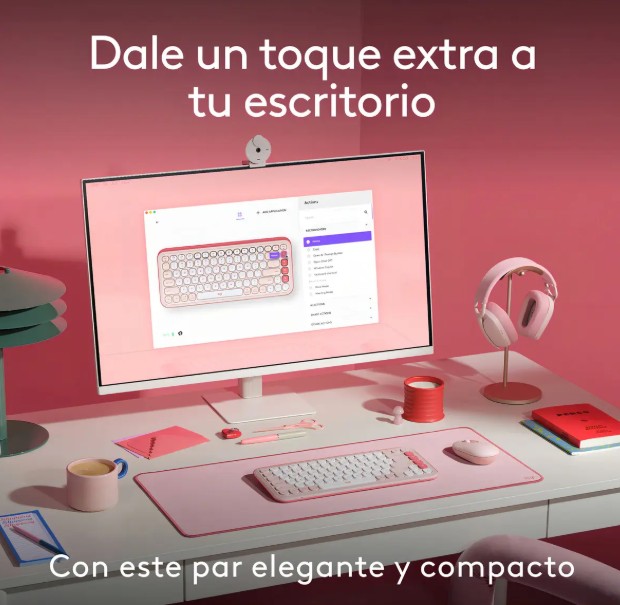 TECLADO + MOUSE LOGITECH POP ICON INALAMBRICO ROSE 920-013053