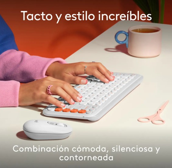 TECLADO + MOUSE LOGITECH POP ICON INALAMBRICO WHITE 920-013055