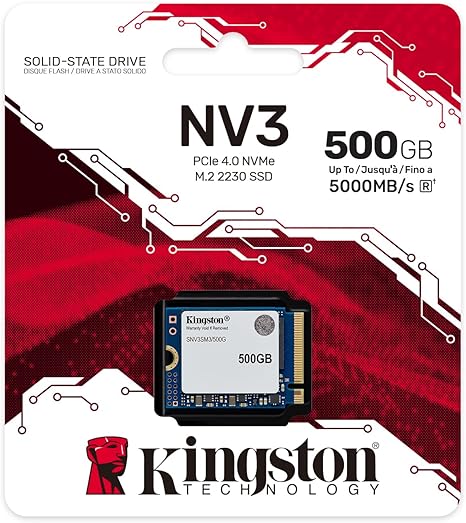 SSD Kingston NV3 M.2 de 500Gb NVME SNV3SM3/500G 2230  PCIe 4.0 x 4 NVMe 5000-3000MB-s