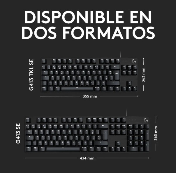 Teclado Logitech Gaming G413 TKL SE Mecanico Version Black Led White Switches Tactile 920-010442