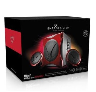 Parlantes Energy Sistem 400 Black & Red Sistema de Sonido con Subwoofer 2.1 40W RMS MP3 USB SD PN:391745