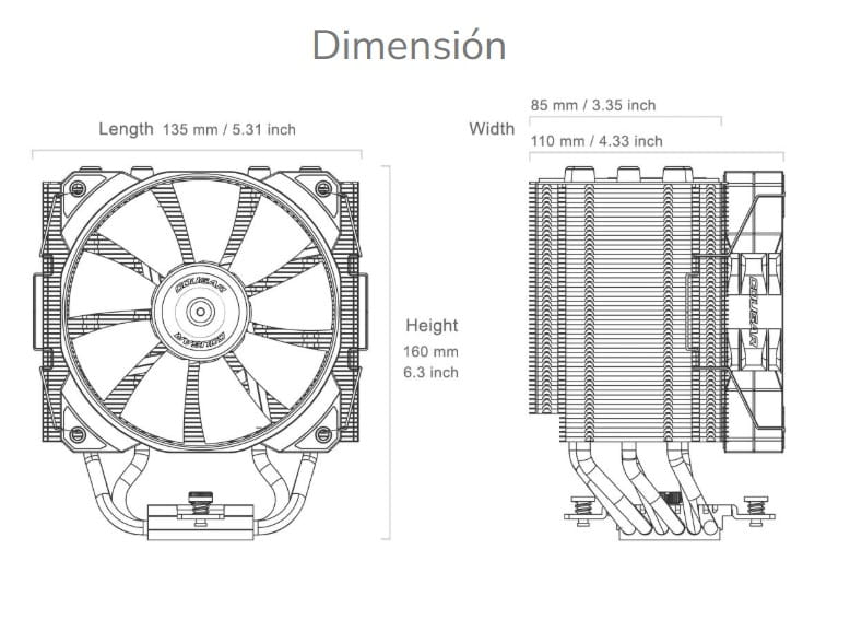 CPU COOLER Cougar Forza 85 ARGB Enfriamiento por aire 1 fan LGA1700 AM4/AM5 CGR-FZA85-ARGB
