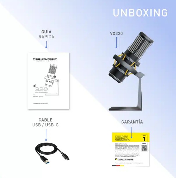 Microfono Gaming Thonet & Vander VX320 Para Streaming RGB HK096-03666