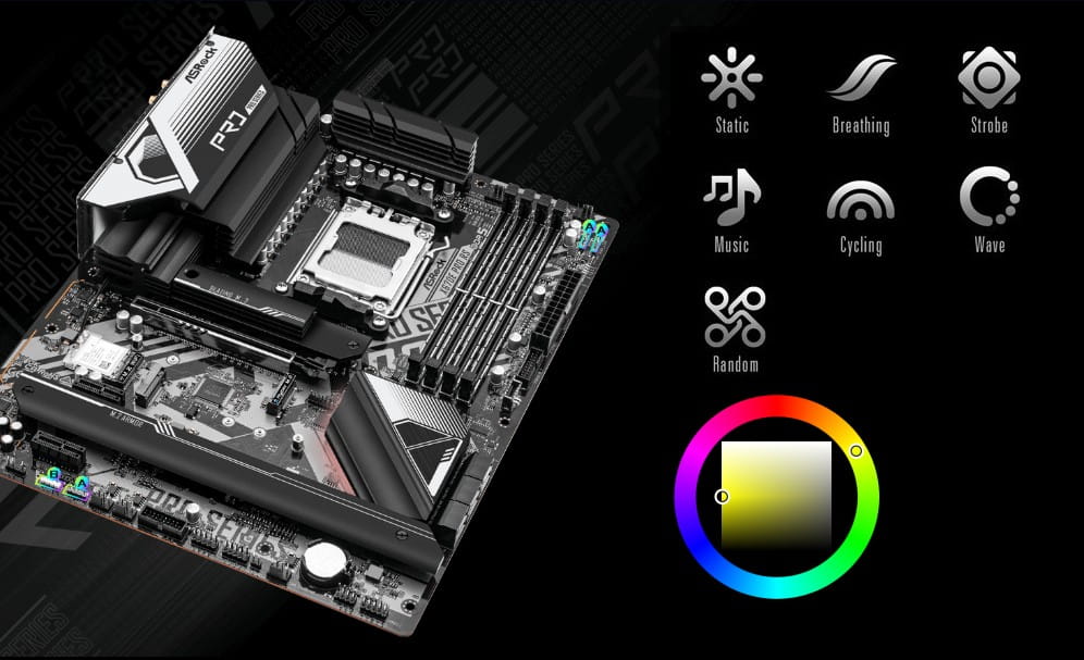 Tarjeta Madre Asrock X670E PRO RS AMD AM5 DDR5 4 slots HDMI 2.5 LAN WiFi + BT ATX