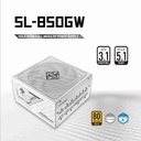 Fuente de poder Asrock Steel Legend SL-850GW 850 watts certificacion 80 plus gold modular ATX blanca