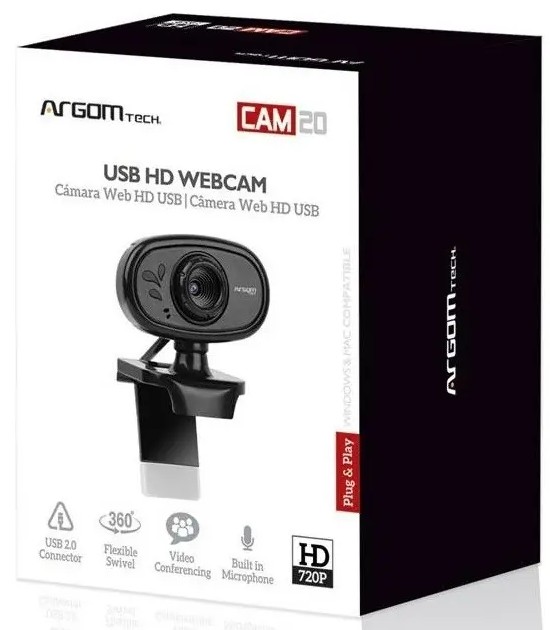 Camara Web Argom HD 720P con micrófono-led cam20 ARG-WC-9120BK-A00530