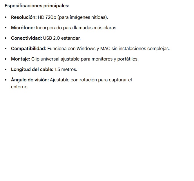 Camara Web Argom HD 720P con micrófono-led cam20 ARG-WC-9120BK-A00530