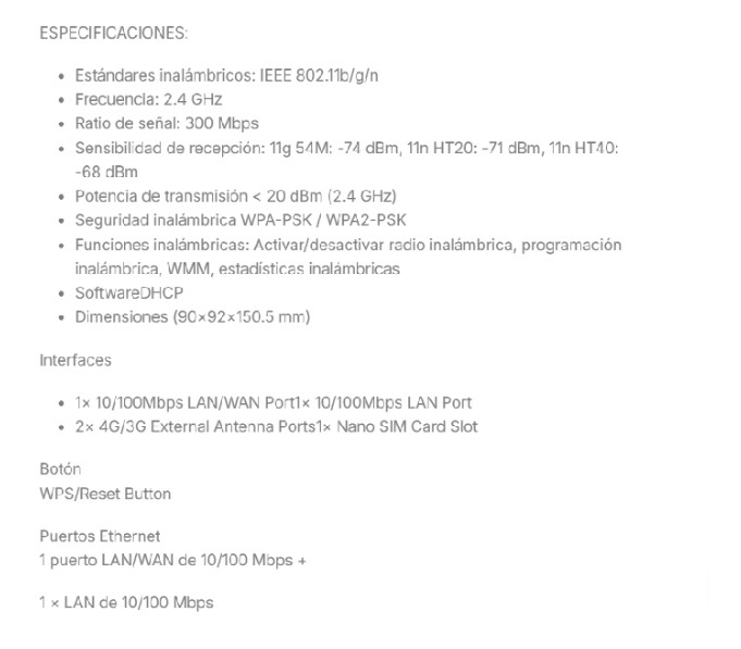 Wireless Router Mercusys MB110-4G 300mbps 3G-4G LTE 150Mbps 32Devices