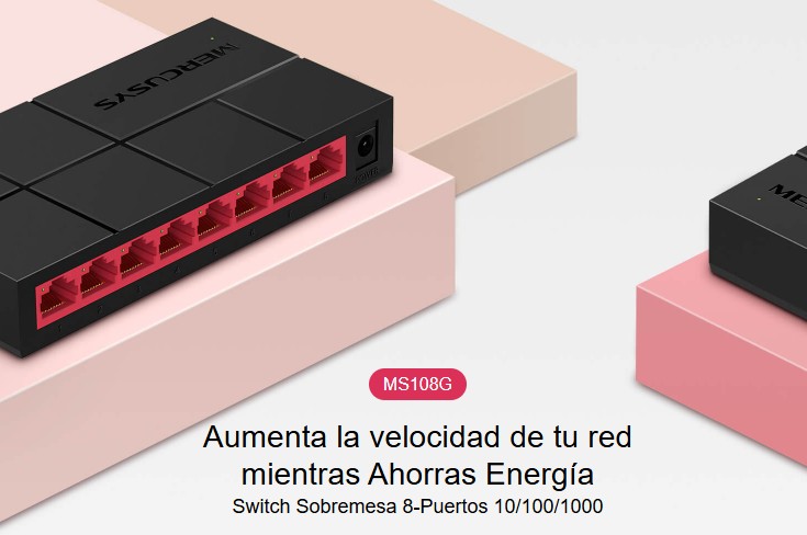Switch Mercusys MS108G de 8 Puertos RJ45 10/100/1000 Gigabite