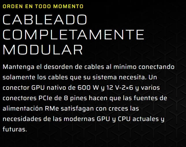 Fuente De Poder Corsair RM1000e Modular PCI5.0 1000WATT ATX/EPS Cybenetics Platinum CP-9020297-NA