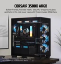 Case Corsair 3500 ARGB Mid-Tower Temperad Glass N-PS 3Vent-RS120 Black CC-9011278-WW
