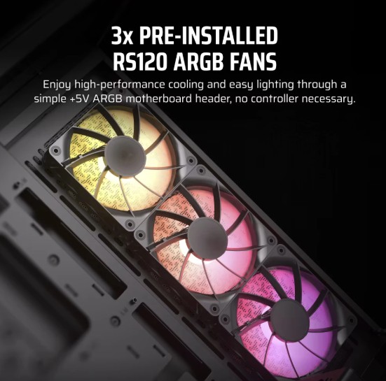 Case Corsair 3500 ARGB Mid-Tower Temperad Glass N-PS 3Vent-RS120 Black CC-9011278-WW