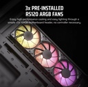 Case Corsair 3500 ARGB Mid-Tower Temperad Glass N-PS 3Vent-RS120 Black CC-9011278-WW