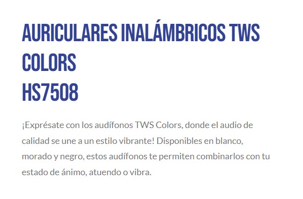 Audífono + micrófono UnnoTekno HS7508WT colors earbuds inalambricos TWS blanco