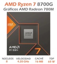 Procesador Amd Am5 Ryzen 7 8700g Am5 5.1ghz 8core 16hilos Cache 24mb 65w With Thermal Solution