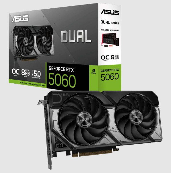 Tarjeta de Video Asus Dual RTX-5060 8Gb Oc Edition Gddr7 128bit 1hdmi 3dp 2vent Pcie 5.0 DUAL-RTX5060-O8G