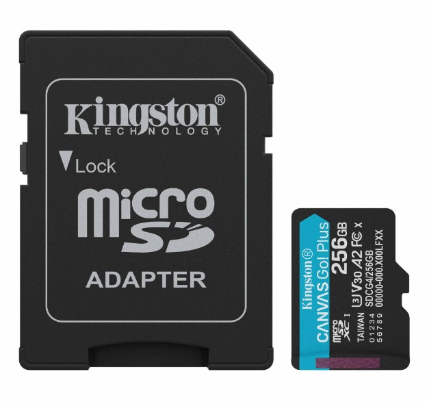 Memoria Kingston Micro Sd 256gb Canvas Go! Plus up to 200MB/s Read Class 10 Con Adaptador SDCG4/256GB