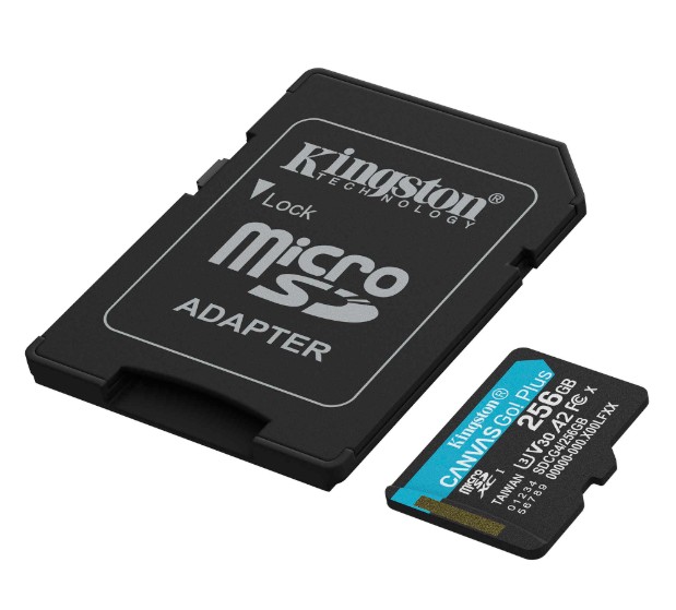Memoria Kingston Micro Sd 256gb Canvas Go! Plus up to 200MB/s Read Class 10 Con Adaptador SDCG4/256GB