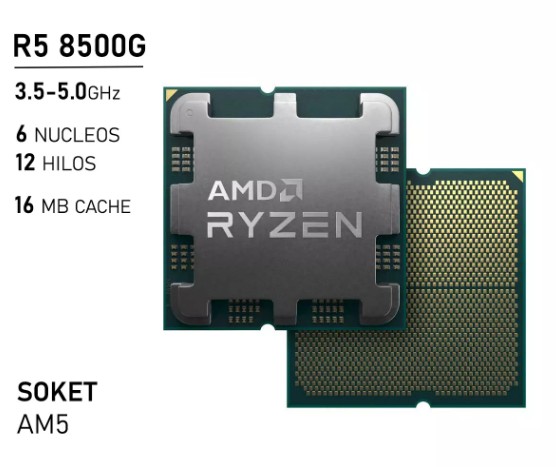 Procesador Amd Am5 Ryzen 5 8500g 3.4ghz 6c 12hilos 6mb-cache 65w Vid-740-radeon