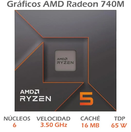 Procesador Amd Am5 Ryzen 5 8500g 3.4ghz 6c 12hilos 6mb-cache 65w Vid-740-radeon
