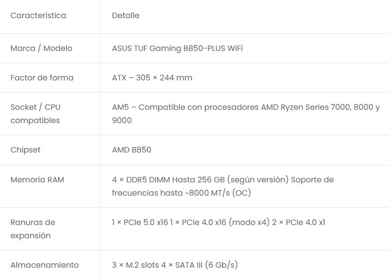MBO ASUS TUF B850M-Plus Wifi AM5 AMD Ryzen 9000 DDR5-8000Mhz BT DP HDMI usb PCIe 5.0 mATX