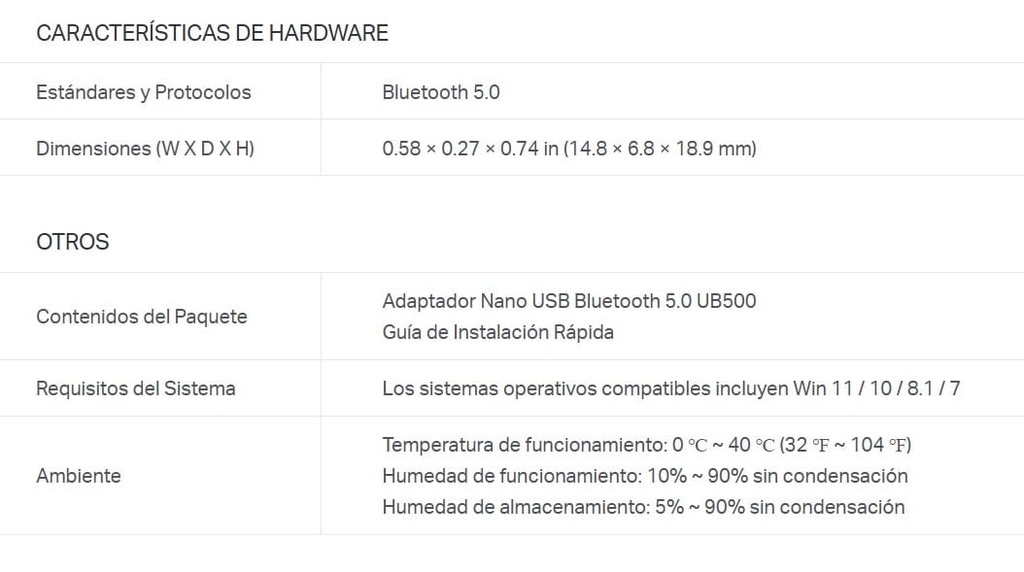 Bluetooth Tp-Link UB500 Nano USB Bluetooth 5,4