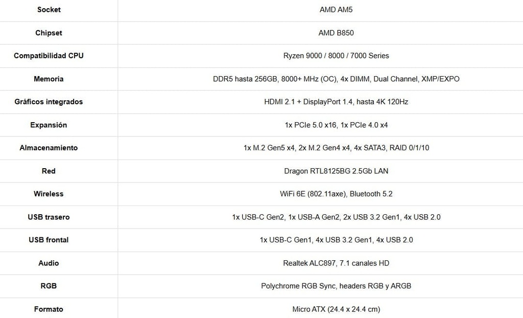 MBO ASROCK B850M Pro-A Wifi AM5 4DDR5 HDMI DP USB3,2 4M.2 PCIe5.0 Micro-ATX
