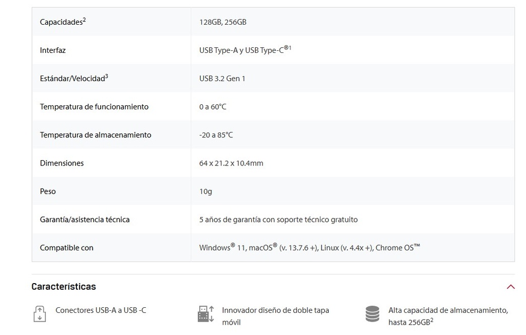 Flash Kingston 128GB DataTraveler Duo USB-A + USB-C USB 3.2