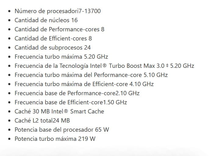 PROCESADOR INTEL CORE I7-13700 2.1 GHZ 16 NUCLEOS LGA 1700