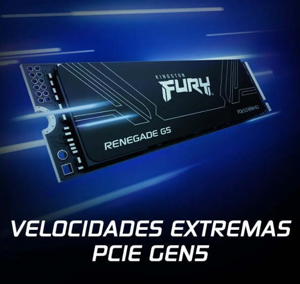 SSD Kingston Fury Renegade G5 M.2 de 1024GB NVME PCIe 5.0 14200/11000 MB/s en lectura/escritura SFYR2S/1T0