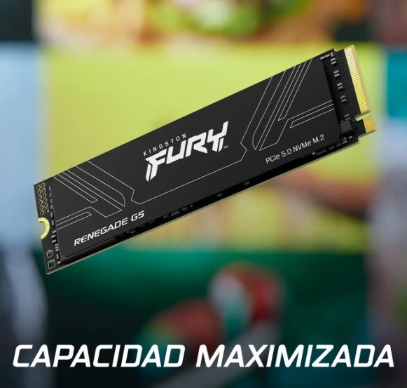 SSD Kingston Fury Renegade G5 M.2 de 1024GB NVME PCIe 5.0 14200/11000 MB/s en lectura/escritura SFYR2S/1T0