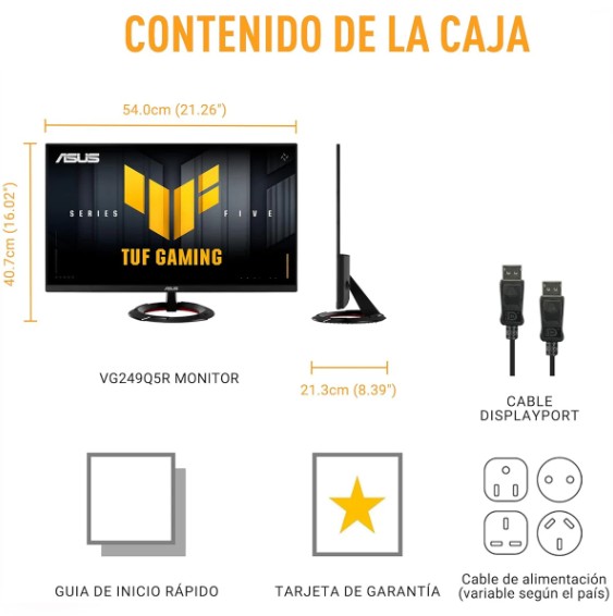 Monitor Asus TUF GAMING VG249Q5R LED 23.8Inc Fast IPS FHD HDMI DP 200Hz 0,3ms AMD FreeSync Audio Black 90LM0BT0'B01EI1