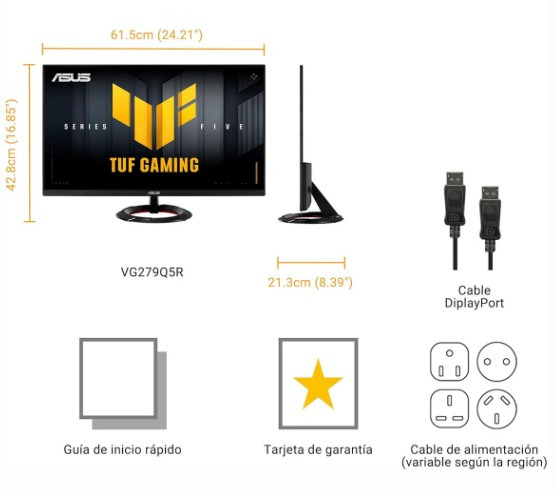 Monitor LED Asus 27" VG279Q5R TUF PLANO FullHD 200Hz Fast IPS 0.3ms Altavoz estéreo 90LM0BS0'B02EI1