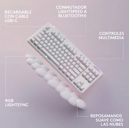 Teclado Logitech Gaming G715 Mecanico Lightspeed RGB Inalambrico White 920-010453