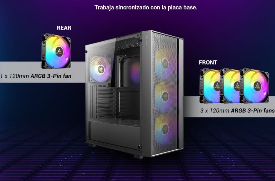 Case Antec Gamer AX65 ARGB 3X120MM ARGB FRONT 1X120MM ARGB REAR
