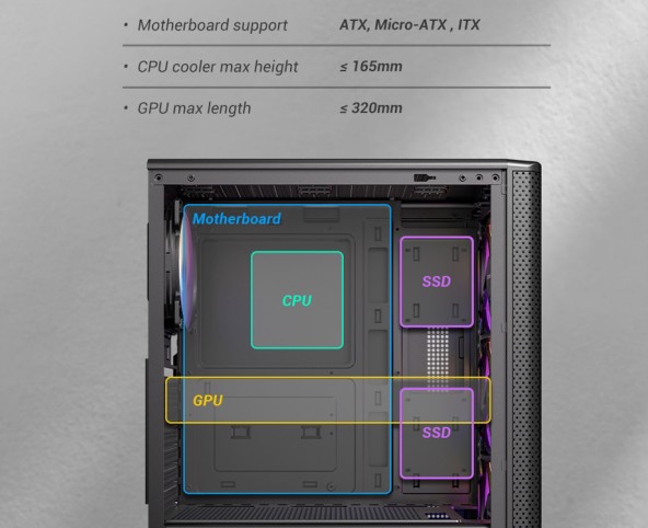 Case Antec Gamer VX310 ARGB 3X120MM FRONT 1X120MM REAR