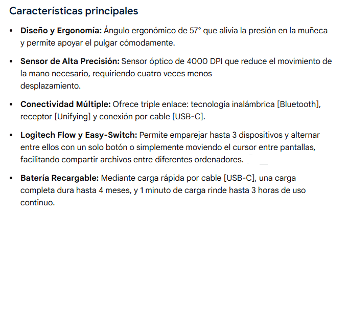 Mouse Logitech MX Vertical Negro Ergonomico Easy Switch Flow Unifying Bluetooth USB Recargable  910-005449