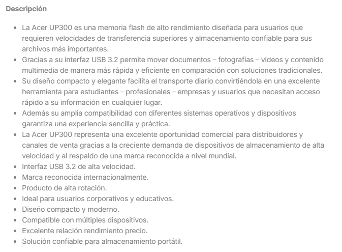Flash Memory Acer 256gb UP300 USB3,2 Verde-Gris BL.9BWWA.560