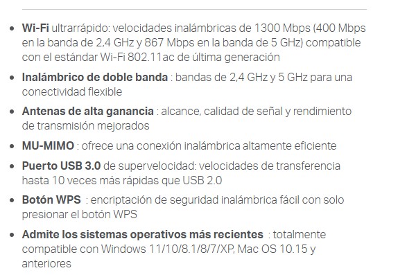 Tarjeta Wireless USB Adapter TP-LINK ARCHER T4U AC1300 MU-MIMO PN 0152502318