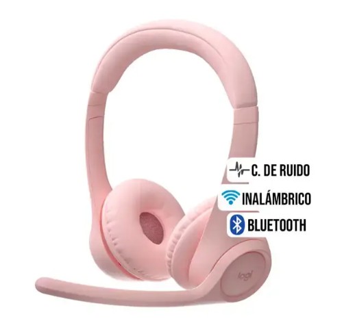 Audifono Logitech Zone 300 Bluetooth Rose Mic con supresion de ruido  981-001411