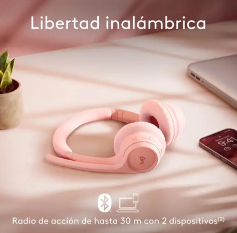 Audifono Logitech Zone 300 Bluetooth Rose Mic con supresion de ruido  981-001411