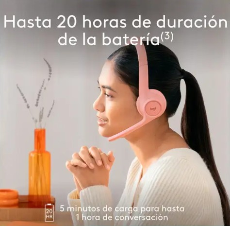 Audifono Logitech Zone 300 Bluetooth Rose Mic con supresion de ruido  981-001411