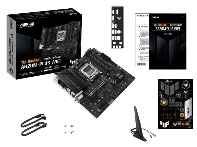 Mbo Asus TUF A620M-PLUS Wifi Amd Am5 4xddr5 Wifi 6 BT V5.3 Aura Sync RGB Hdmi + 2DP 2xM.2 PCI4.0 Micro-atx