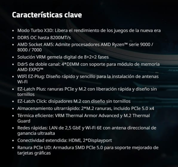 Tarjeta Madre Gigabyte B850M Eagle Wifi6E Ice AM5 DDR5 4 slots HDMI DP 2.5 WIFI mATX