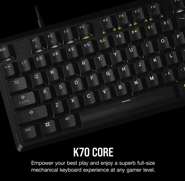 Teclado Corsair Gamer K70 Core INGLES RGB Mecanico Switch MLX Red PC Mac Xbox Playstation CH-9109B1E-NA