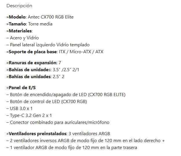 CASE ANTEC CX700M ELITE MID TOWER WHITE RGB 3X120MM PSU 2X120MM RIGHT SIDE 1X120MM REAR FIXED