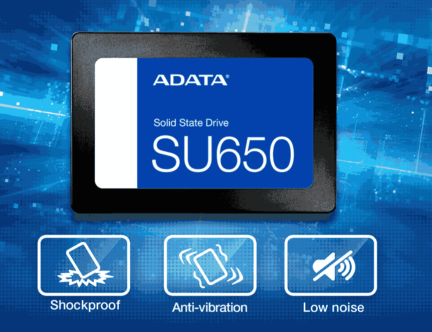 Disco Duro Solido Adata 256gb SU650 2,5Inch SATA III Hasta 520MB/s ASU650SS-256GT-R